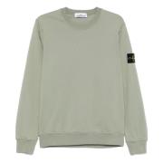 Stone Island Grön Crew-neck Bomull Fleece Sweatshirt Green, Herr