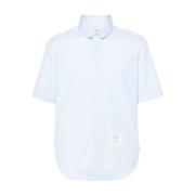 Thom Browne Blå Poplin Skjorta med Logopatch Blue, Herr