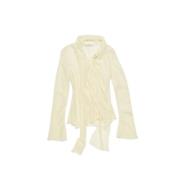 Acne Studios Vit Silke Wrap Blus V-ringning Yellow, Dam