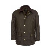 Barbour Olivvaxjacka med tartanfoder Green, Herr