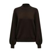 Only Mörkbrun Stickad Pullover Tröja Brown, Dam