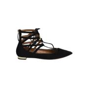 Aquazzura Pre-owned Pre-owned Mocka lgskor Black, Dam