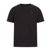 Guess Svart Logotyp Bomull T-shirt Black, Herr