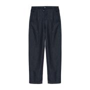 Dries Van Noten Högmidjade denimbyxor med veck Blue, Herr