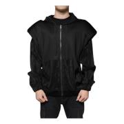 Dolce & Gabbana Svart Logo Hooded Bomberjacka Black, Herr