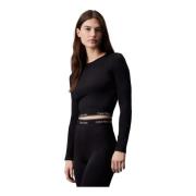 Calvin Klein Svart Performance Långärmad Crop Top Black, Dam