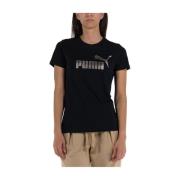 Puma Kortärmad Metallic Logo T-shirt Black, Dam