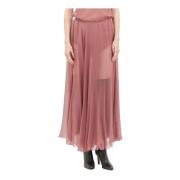 Chloé Silk Mousseline Maxi Kjol Pink, Dam