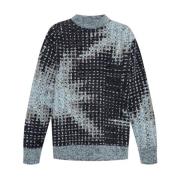 Dries Van Noten Pixelerad Grafisk Tröja med Sidoficka Multicolor, Herr