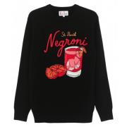 MC2 Saint Barth Ull Kashmirtröja med 'Negroni' Motiv Black, Herr