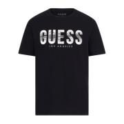 Guess Svart Bomull Logo T-shirt Black, Herr