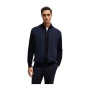 Hugo Boss Kort zip-kofta i ren ull med blandade detaljer Blue, Herr