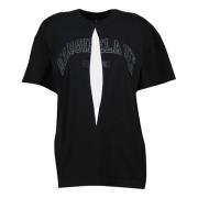 MM6 Maison Margiela Svart Öppen T-shirt med Oversize Passform Black, D...