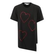 Comme des Garçons Hjärtmotiv Kristall Crew-Neck T-shirt Black, Dam