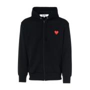 Comme des Garçons Play Svart huvtröja med rött hjärta dragkedja Black,...