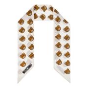 Moschino Sidenscarf med logotyp White, Unisex