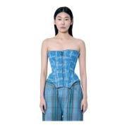 Vivienne Westwood Logo Motif Denim Korsett Blue, Dam