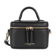 Lancaster Stilig Dragkedja Läder Vanity Väska Black, Dam