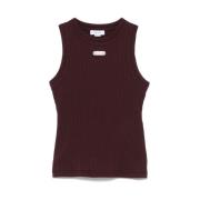 Alexander McQueen Burgundy Crew Neck Sleeveless Top Red, Dam