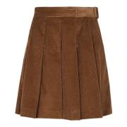 Max Mara Weekend Svart Sammet Veckad Kjol Brown, Dam