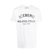 Iceberg Bomull Logo Print Crew Neck T-shirt White, Herr