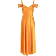 Alberta Ferretti Amber Orange Draperad Sidenklänning Orange, Dam