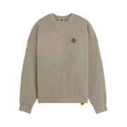 A Paper Kid Grå Bomull Logo Broderad Sweatshirt Beige, Herr