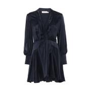 Zimmermann Navy Blue V-ringad Klänning med Shawl Revers Blue, Dam