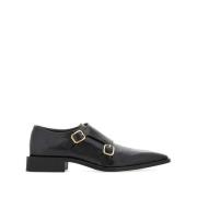 Salvatore Ferragamo Svarta Läder Fyrkantig Tå Slip-On Skor Black, Herr