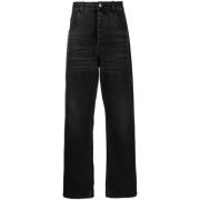 Haikure Svarta Bomulls Straight-Leg Jeans Black, Herr