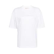 Marni Vit Bomull Logo Präglad T-shirt White, Dam