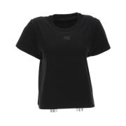 T by Alexander Wang Krympt T-shirt med puffärmar Black, Dam