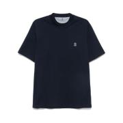 Brunello Cucinelli Navy Blue Crew Neck T-shirt Blue, Herr