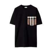 Burberry Rutig Ficka Crew Neck T-shirt Black, Dam