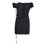 Jacquemus Svart Asymmetrisk Draperad Miniklänning Black, Dam