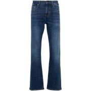 7 For All Mankind Blå Denim Straight Leg Jeans Blue, Herr