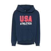 Sporty & Rich Navy Blue Hoodie med Logga Blue, Dam