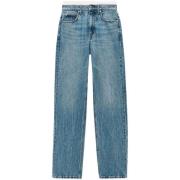 Alexander Wang Indigo Denim Whiskering Straight Leg Jeans Blue, Dam