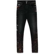 Amiri Svart Målningsstänk Klassiska Jeans Black, Herr