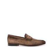 Santoni Brun Mocka Penny Slot Slip-On Brown, Herr