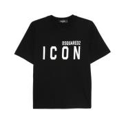 Dsquared2 Svart ikontryck rund hals T-shirt Black, Dam