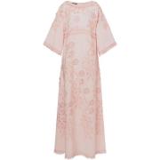 Alberta Ferretti Blommig Broderad Rosa Maxi Klänning Pink, Dam