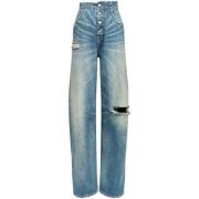 MM6 Maison Margiela Blå Distressed Denim Jeans Straight Leg Blue, Dam