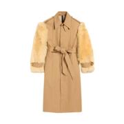 Ami Paris Beige Bomull Faux-Fur Ytterkläder Beige, Dam