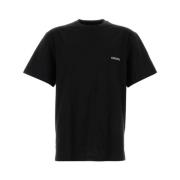 Wooyoungmi Svart Logotyp Tryck Bomull T-shirt Black, Herr