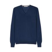 La Fileria V-neck Knitwear Blue, Herr