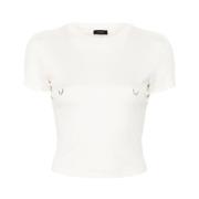 Mugler Stjärnapplikation Crew Neck T-shirt White, Dam