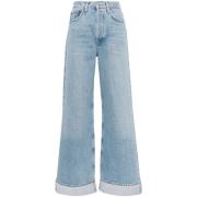 Agolde Ljusblå High-Waisted Wide Leg Jeans Blue, Dam