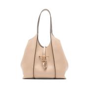 Tod's Beige Kornat Läder Tote Väska Pink, Dam