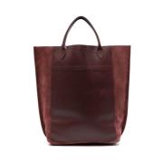 Longchamp Burgundy Kalvskinn Panel Handväska Red, Dam